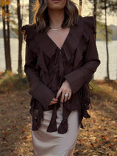 Load image into Gallery viewer, Wyatt Tie Front Ruffled Top
