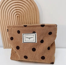 Load image into Gallery viewer, Corduroy Polka Dot Neutral Travel Pouches