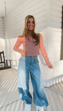 Load image into Gallery viewer, In The Air OTS Striped Top - Crimson
