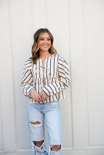 Load image into Gallery viewer, Tia Striped Tie Blouse