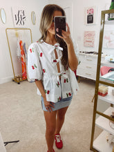 Load image into Gallery viewer, Darcy Cherry Front Tie Top
