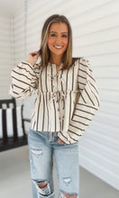 Load image into Gallery viewer, Tia Striped Tie Blouse