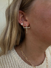 Load image into Gallery viewer, Faith Textured Silver Cross Stud Earrings