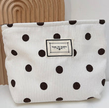 Load image into Gallery viewer, Corduroy Polka Dot Neutral Travel Pouches