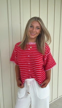 Load image into Gallery viewer, Georgia Short Sleeve Striped Sweater Cardigan