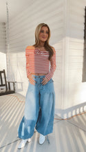 Load image into Gallery viewer, In The Air OTS Striped Top - Crimson
