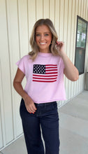 Load image into Gallery viewer, Lainey Sleeveless American Flag Sweater
