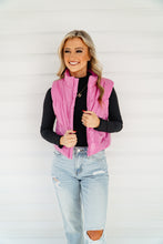 Load image into Gallery viewer, Main Character Energy Glossy Puffer Vest - Hot Pink
