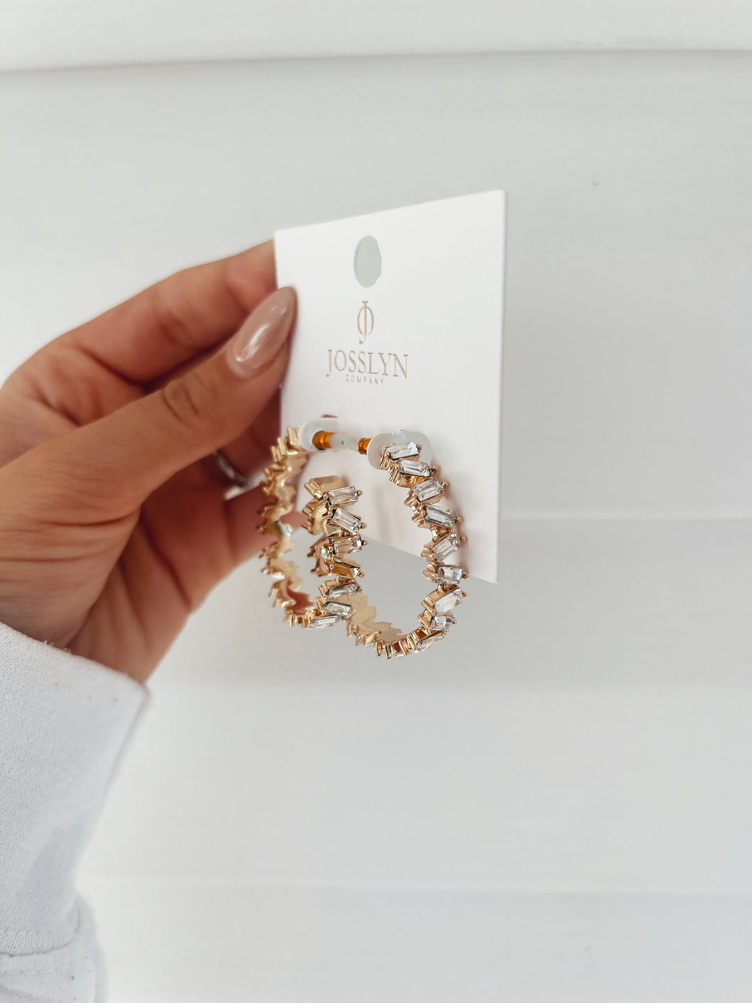 Rhinestone Baguette Hoop Earrings