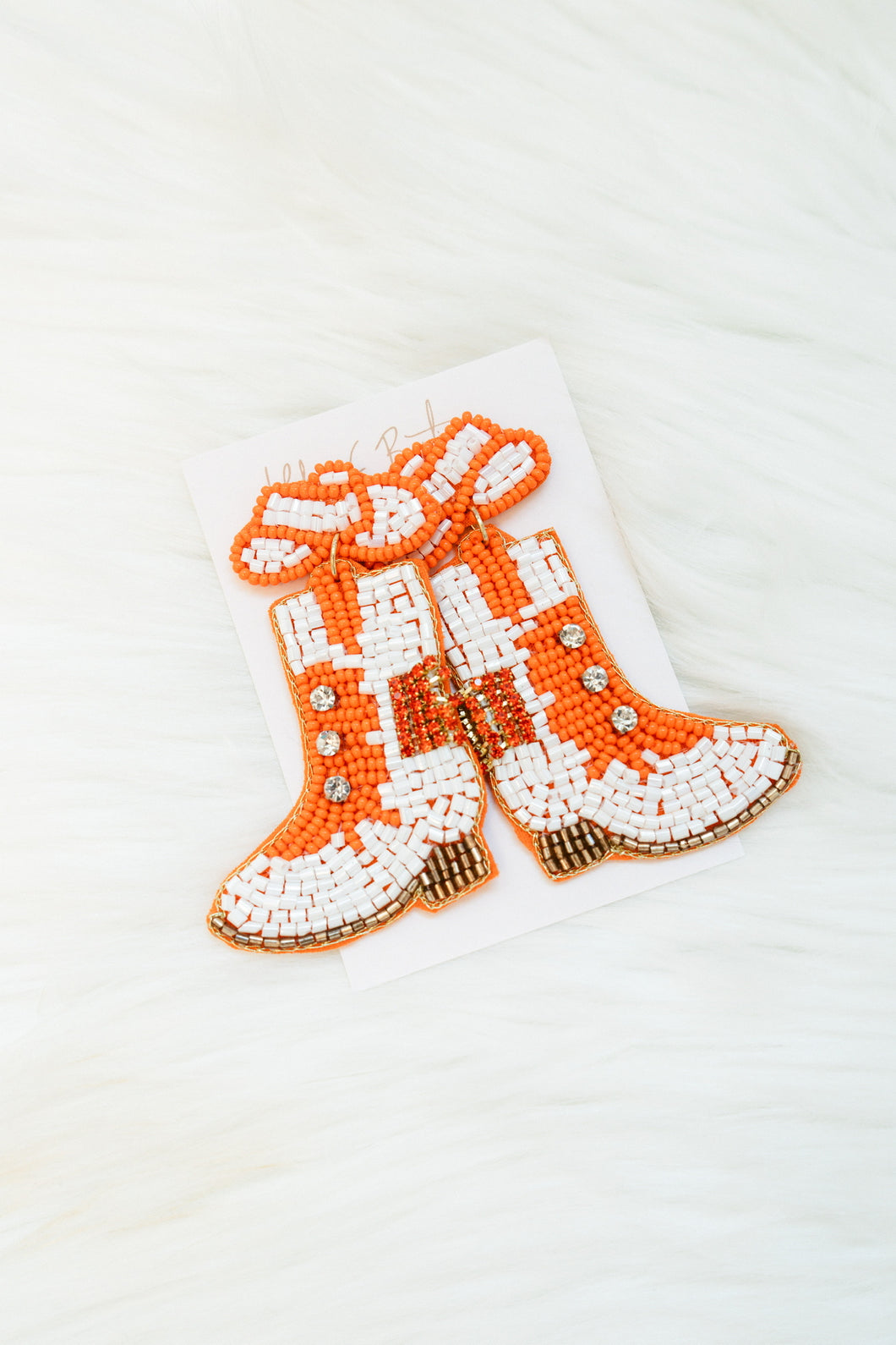 Orange and White Game Day Seed Bead Earrings