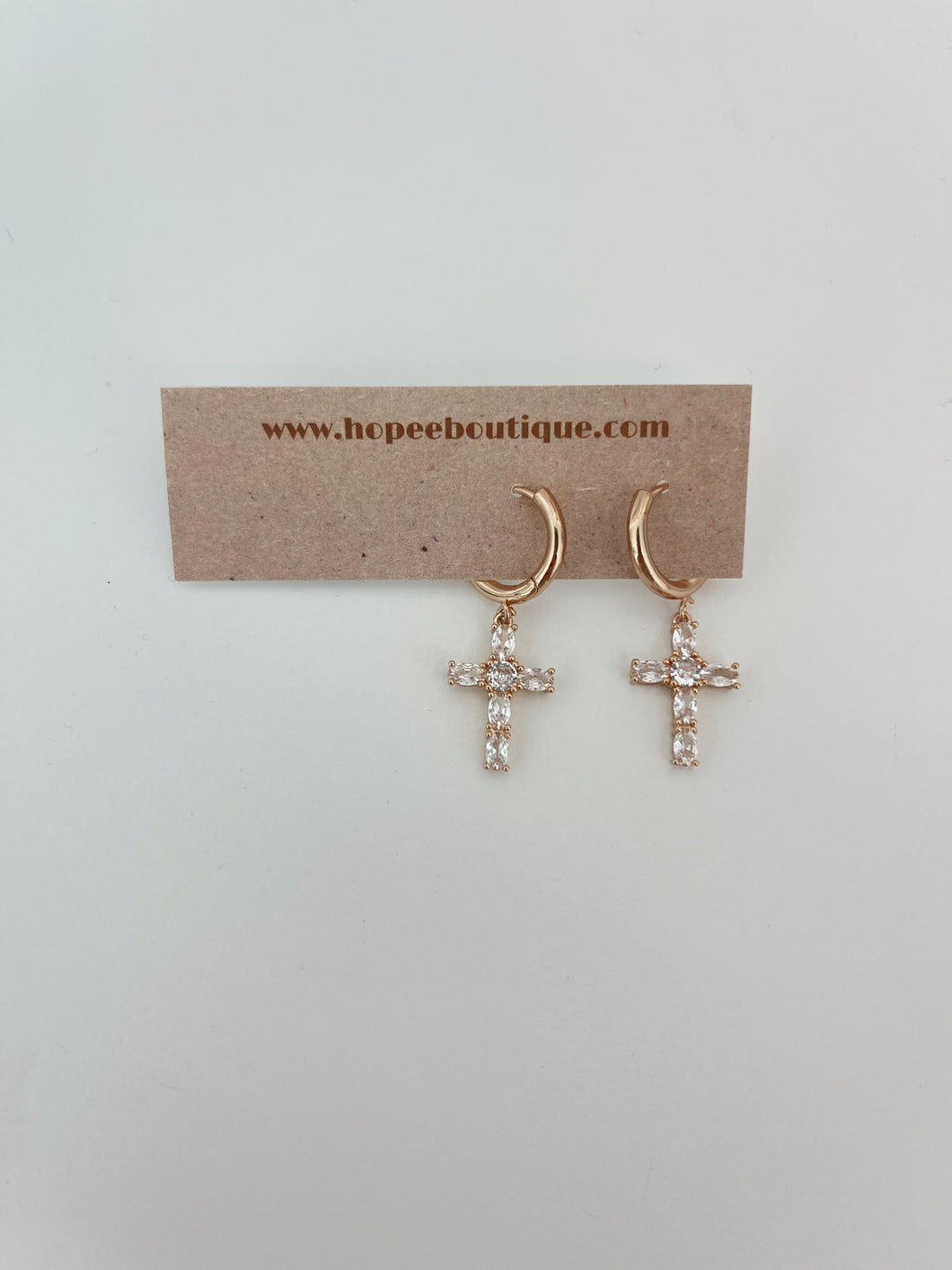 Mindy Mini Rhinestone Cross Hoops