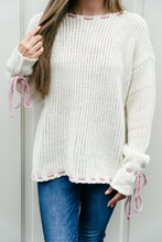 Load image into Gallery viewer, Just A Girl Ribbon Sweater
