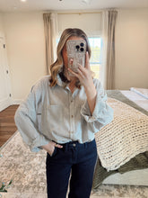 Load image into Gallery viewer, Pres Oversized Stripe Button Down Top
