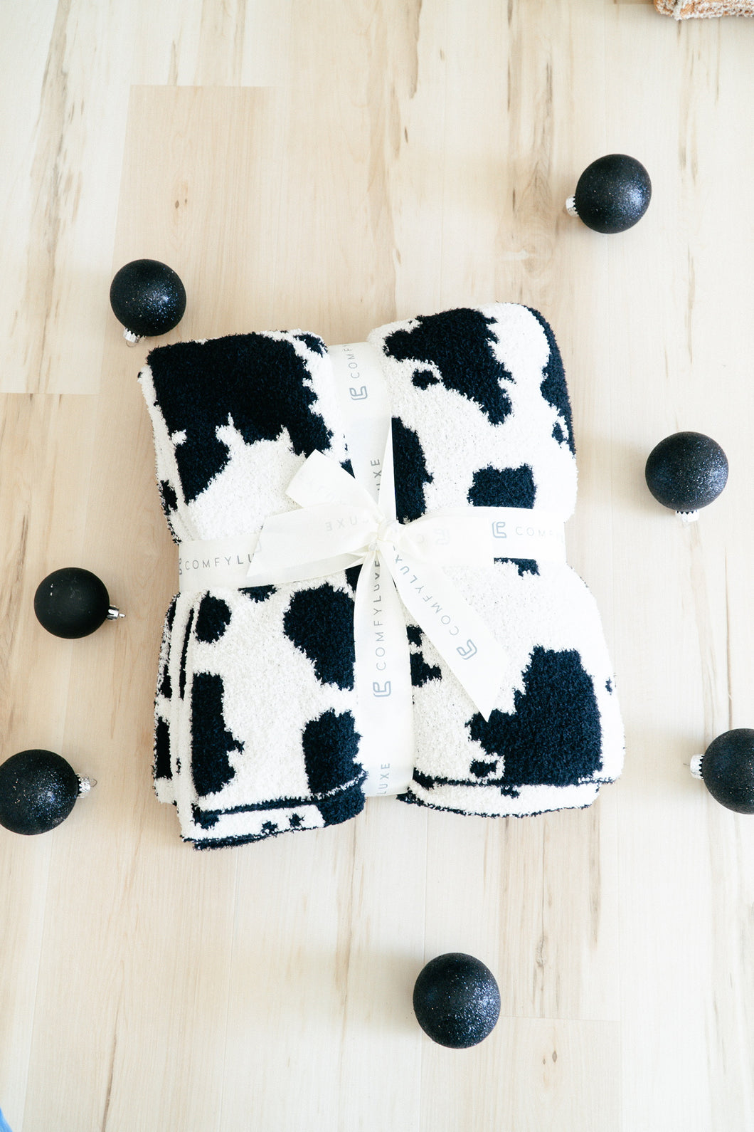 Black Cow Print Blanket