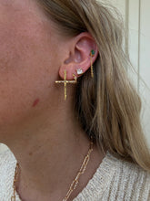 Load image into Gallery viewer, Faith Textured Gold Cross Stud Earrings
