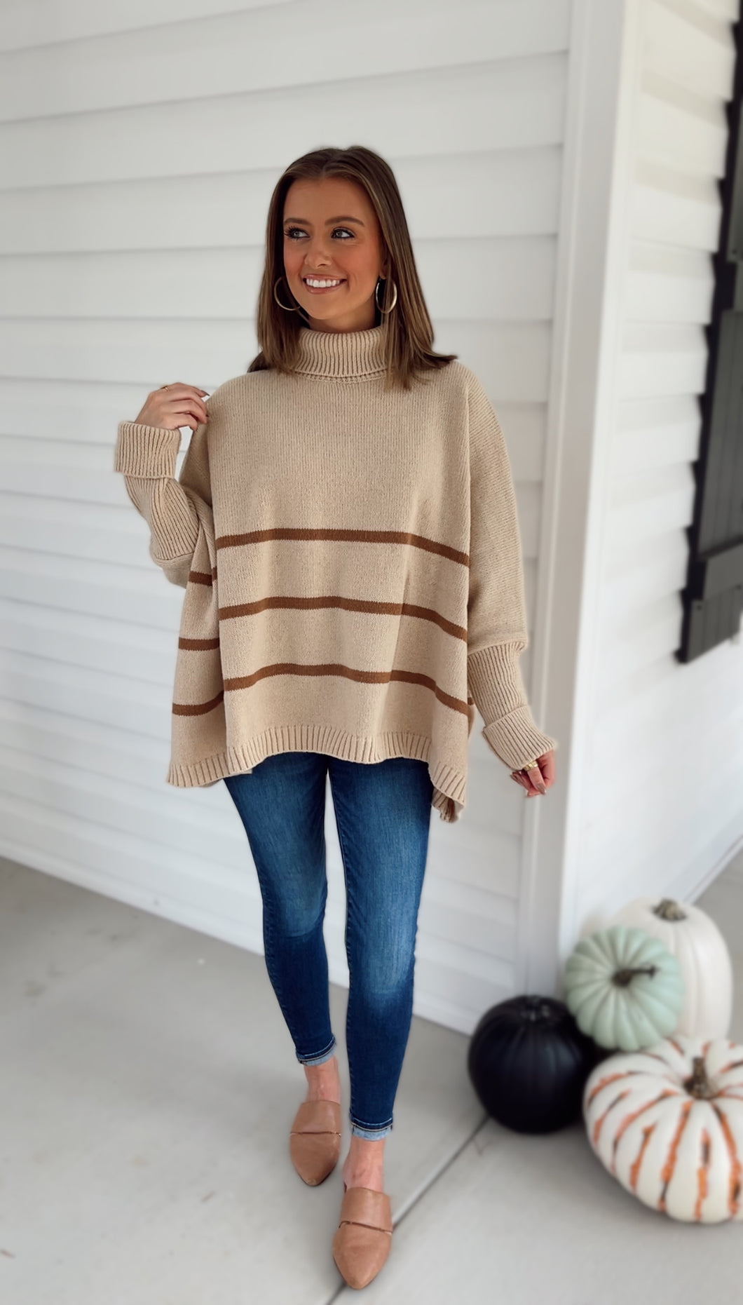 Landry Striped Turtleneck Sweater