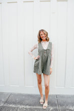 Load image into Gallery viewer, Cameron Pleated Denim Romper - Olive
