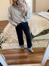 Load image into Gallery viewer, Raylen Dark Wash Cuffed Wide Leg Jeans
