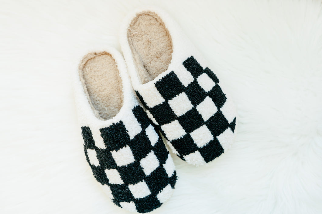 Trendy Checkered Slippers-Black