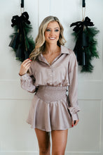 Load image into Gallery viewer, Tinseled Up Taupe Romper
