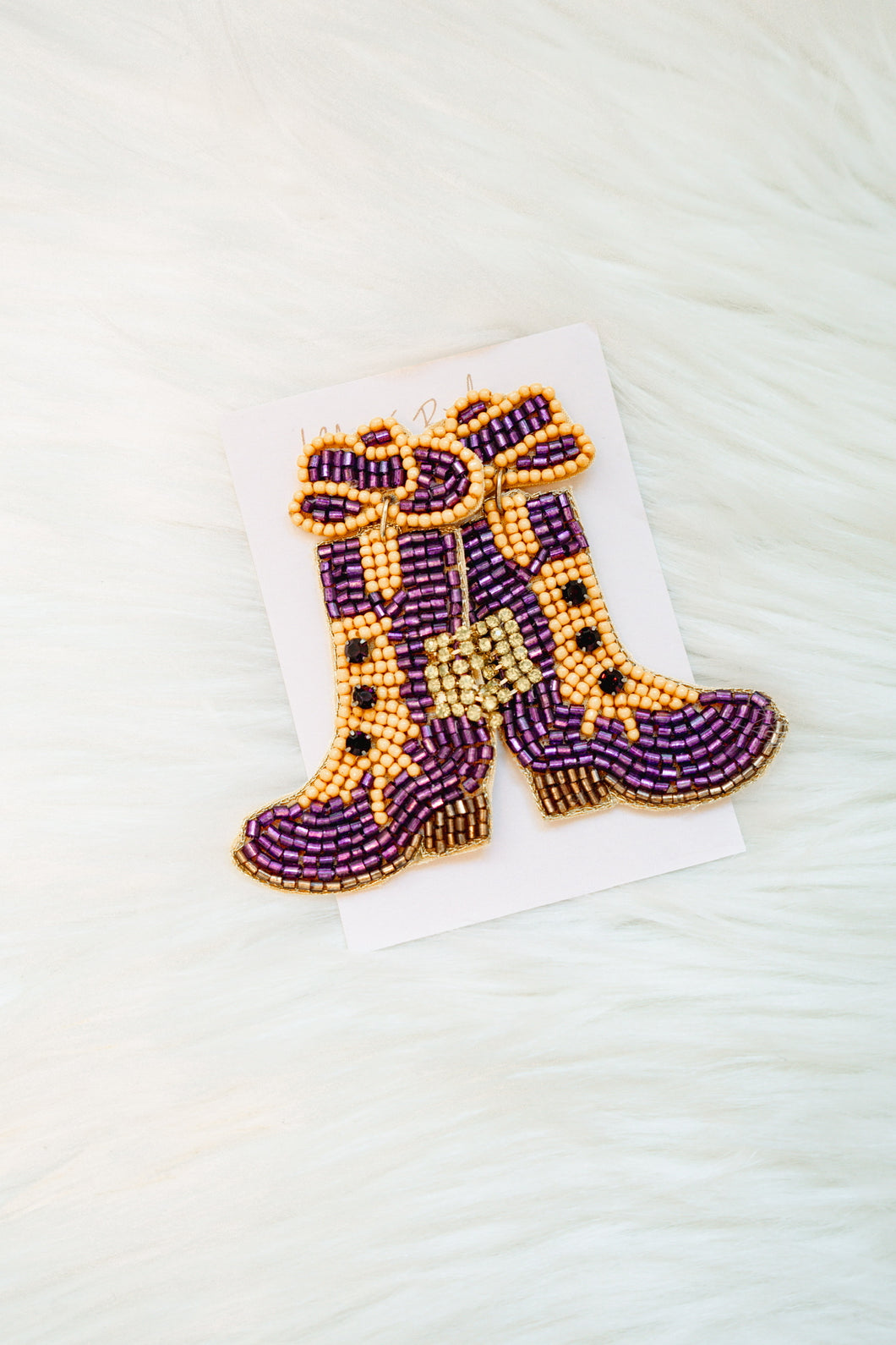 Purple and Gold Game Day Seed Bead Earrings