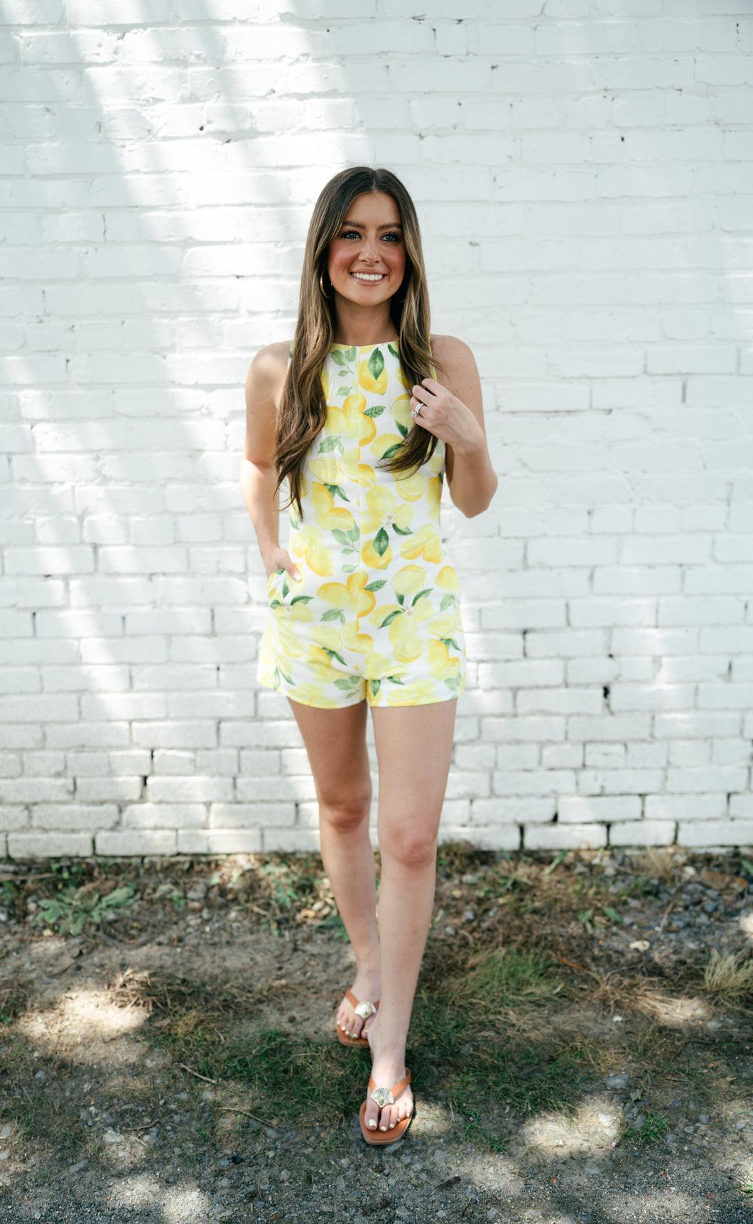 Letty Boat Neck Lemons Romper