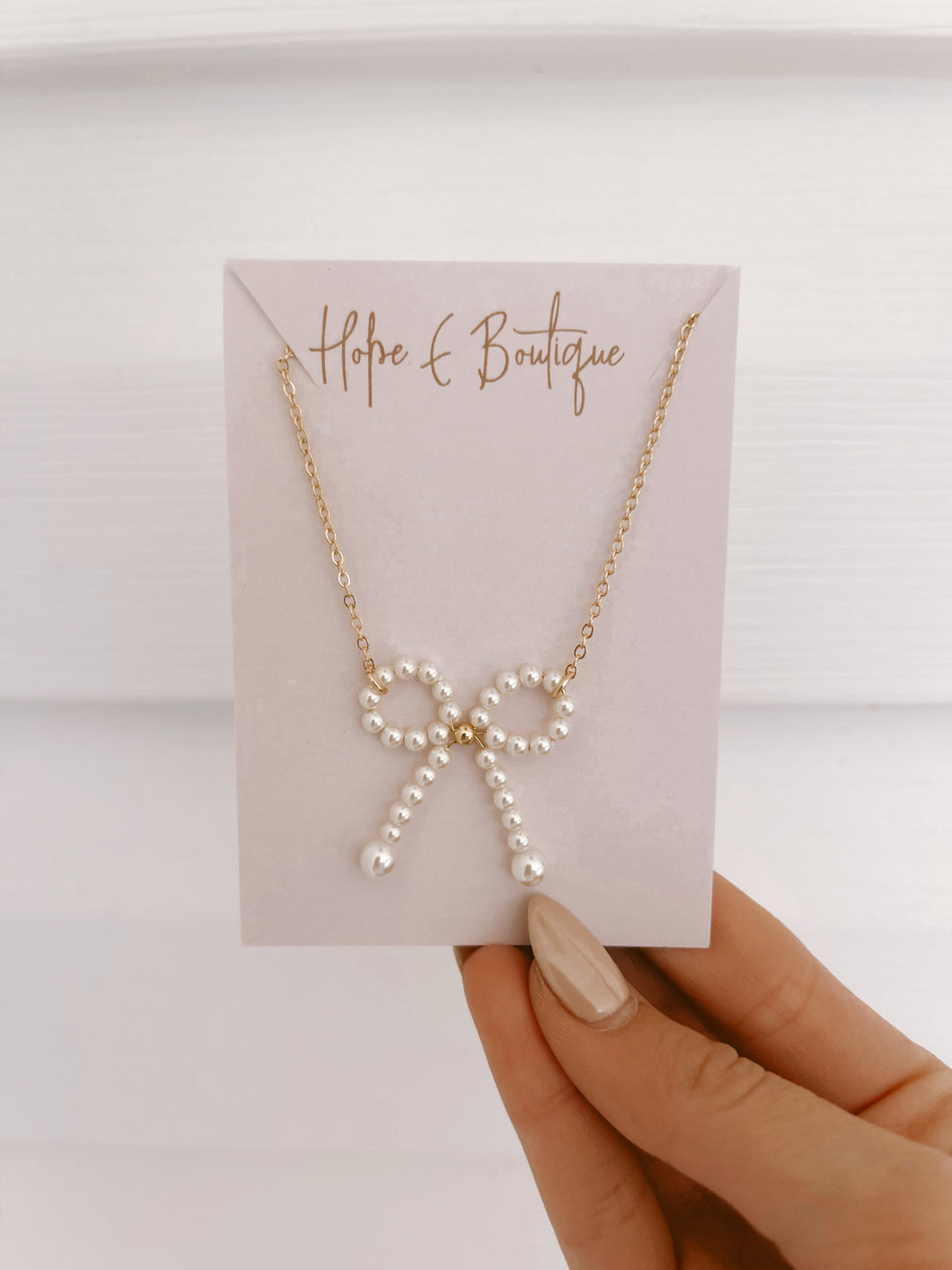 Pearl Girl Bow Necklace