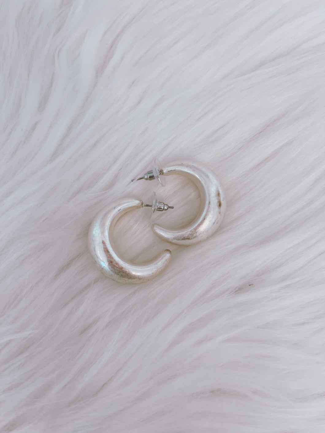 Washed Silver Hoop Earrings