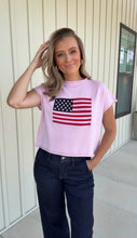 Load image into Gallery viewer, Lainey Sleeveless American Flag Sweater
