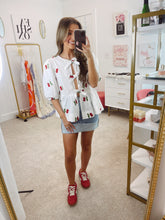 Load image into Gallery viewer, Darcy Cherry Front Tie Top
