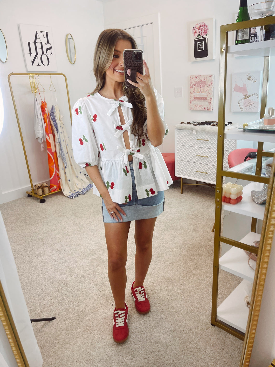 Darcy Cherry Front Tie Top
