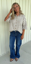 Load image into Gallery viewer, Baker Striped Short Sleeve Cardigan - Mocha
