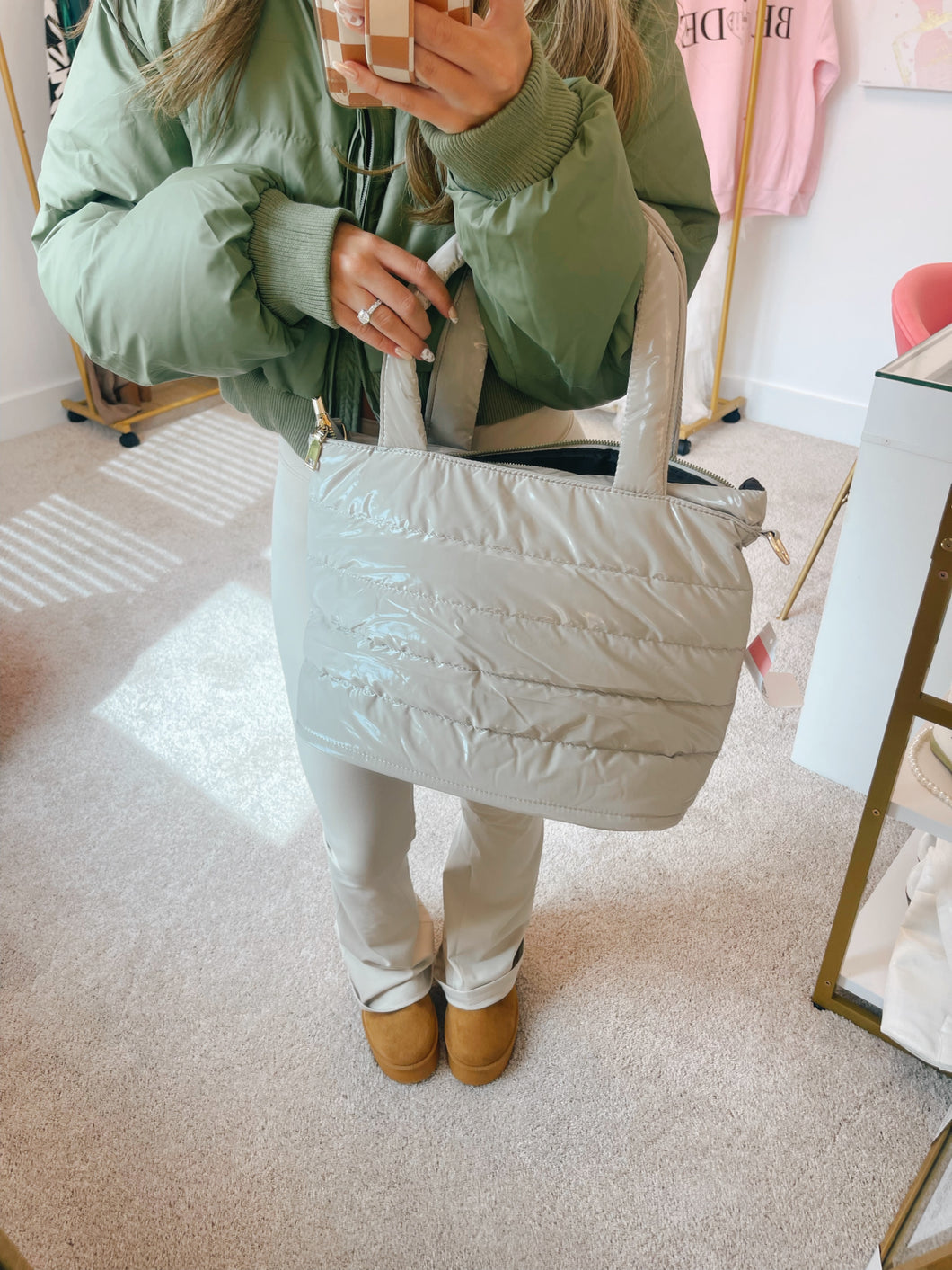Carry On Quilted Pleather Shoulder Bag
