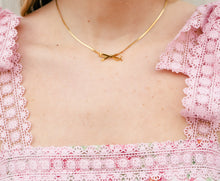 Load image into Gallery viewer, Sleek Staple Bow Choker Necklace
