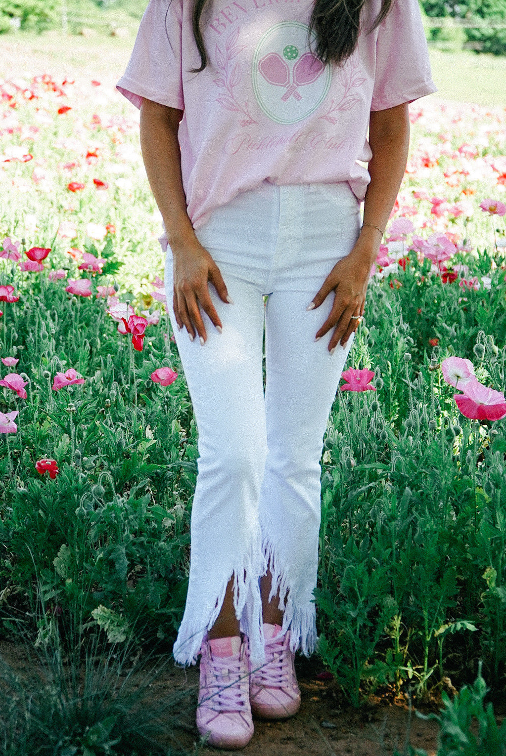 Fringe High Rise White Jeans