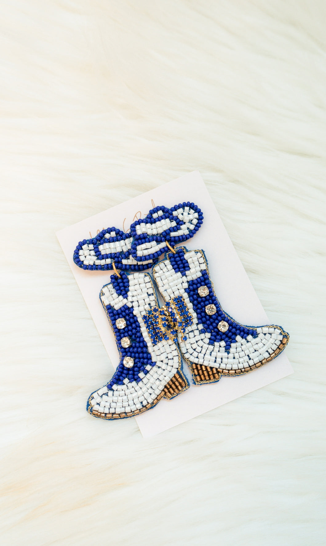 Blue and White Game Day Seed Bead Earrings