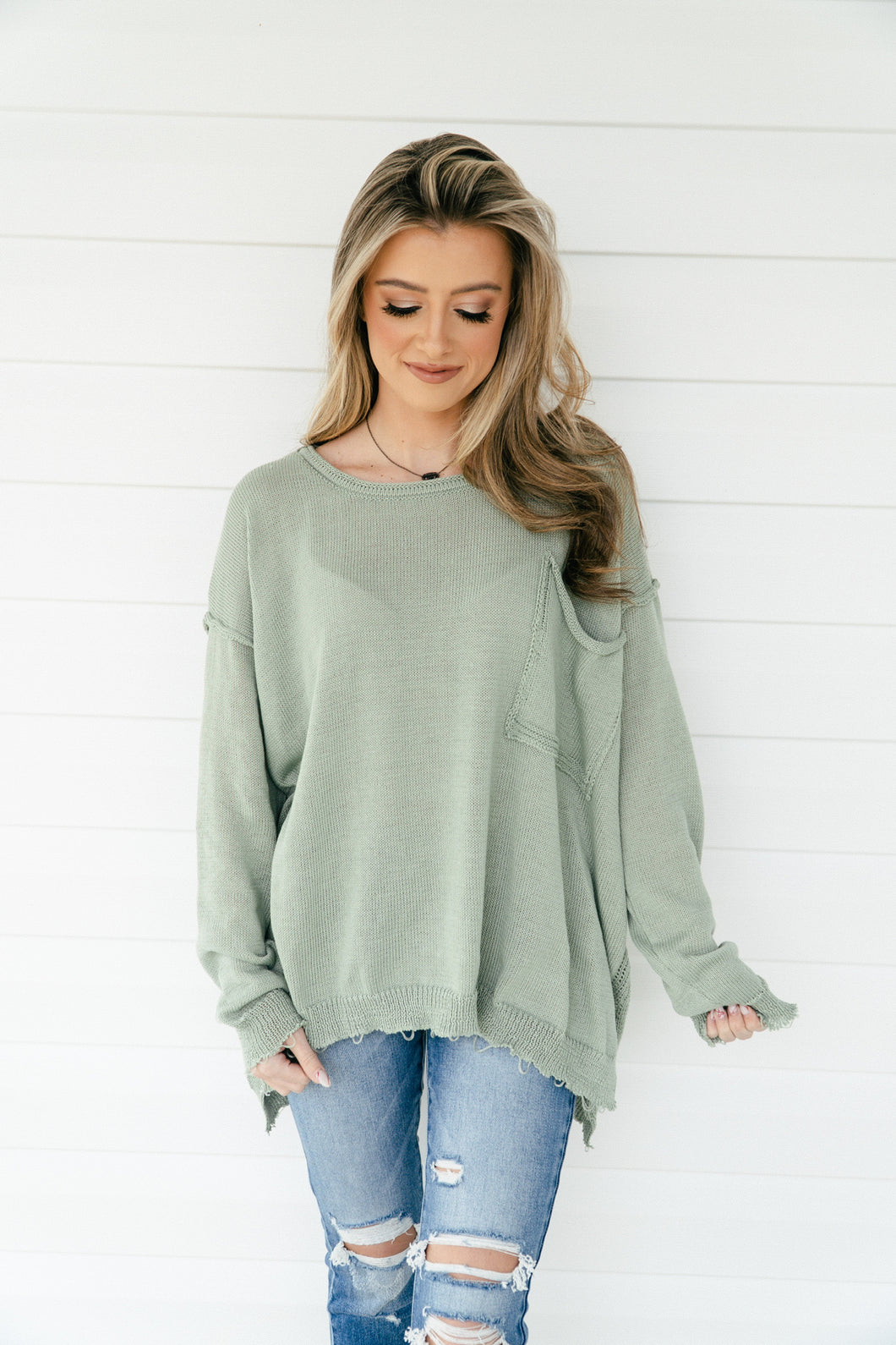 Coming In Hot Lightweight Sweater - Sage