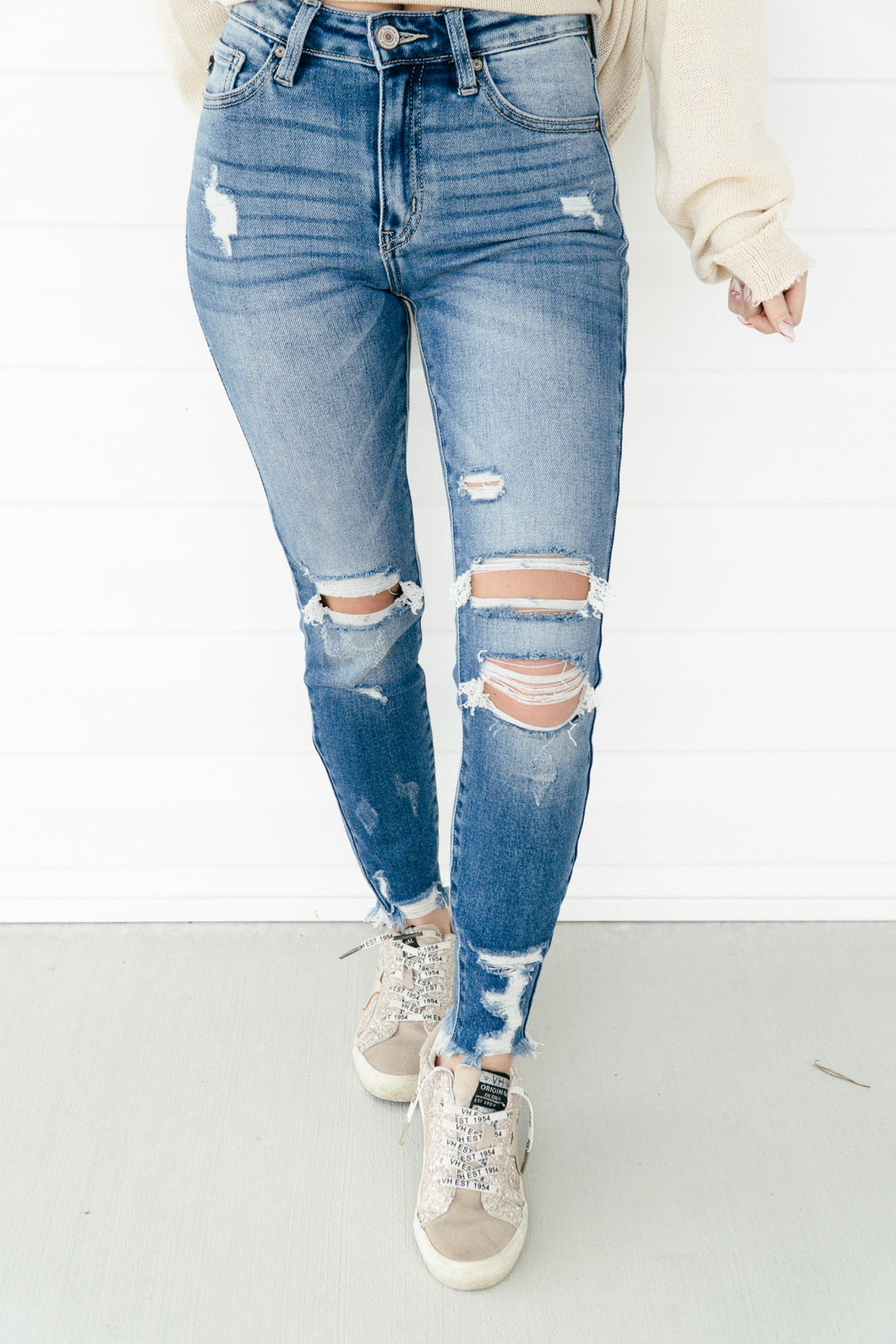 Kancan High Rise Frayed Skinny Jeans