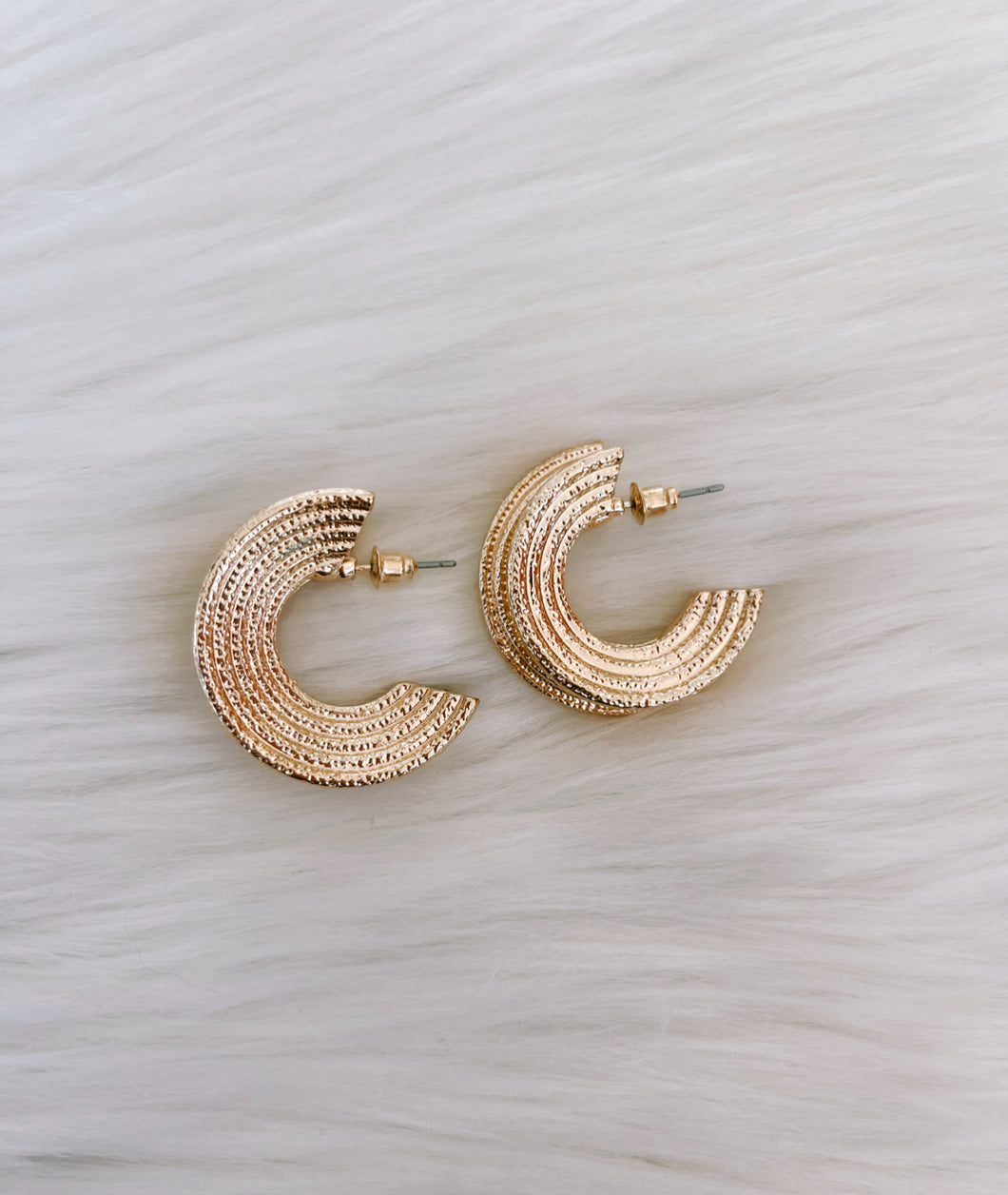Textured Split Gold Hoop Earrings