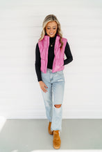 Load image into Gallery viewer, Main Character Energy Glossy Puffer Vest - Hot Pink
