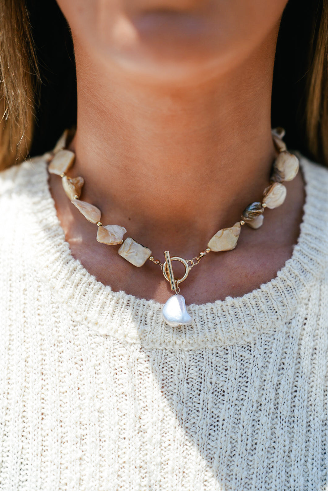Elsie Stone Statement Necklace - Champagne