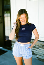 Load image into Gallery viewer, Liberty Flag Patched Crop Top

