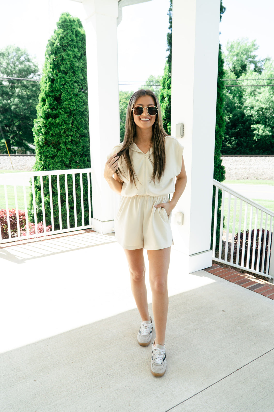 Jess Half Zip Hooded Romper