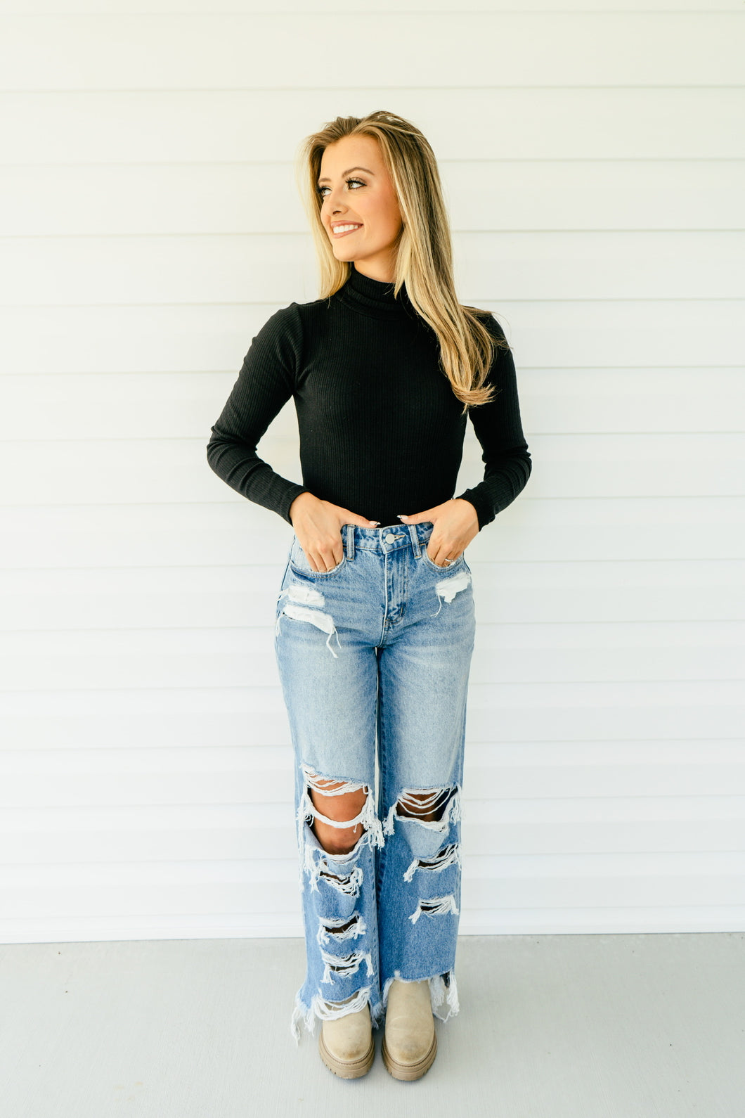 The Essentials Ribbed Bodysuit-Black