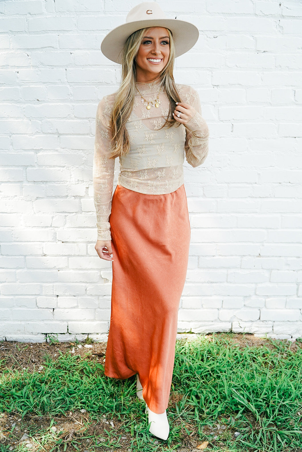 All Dressed Up Maxi Skirt - Rust