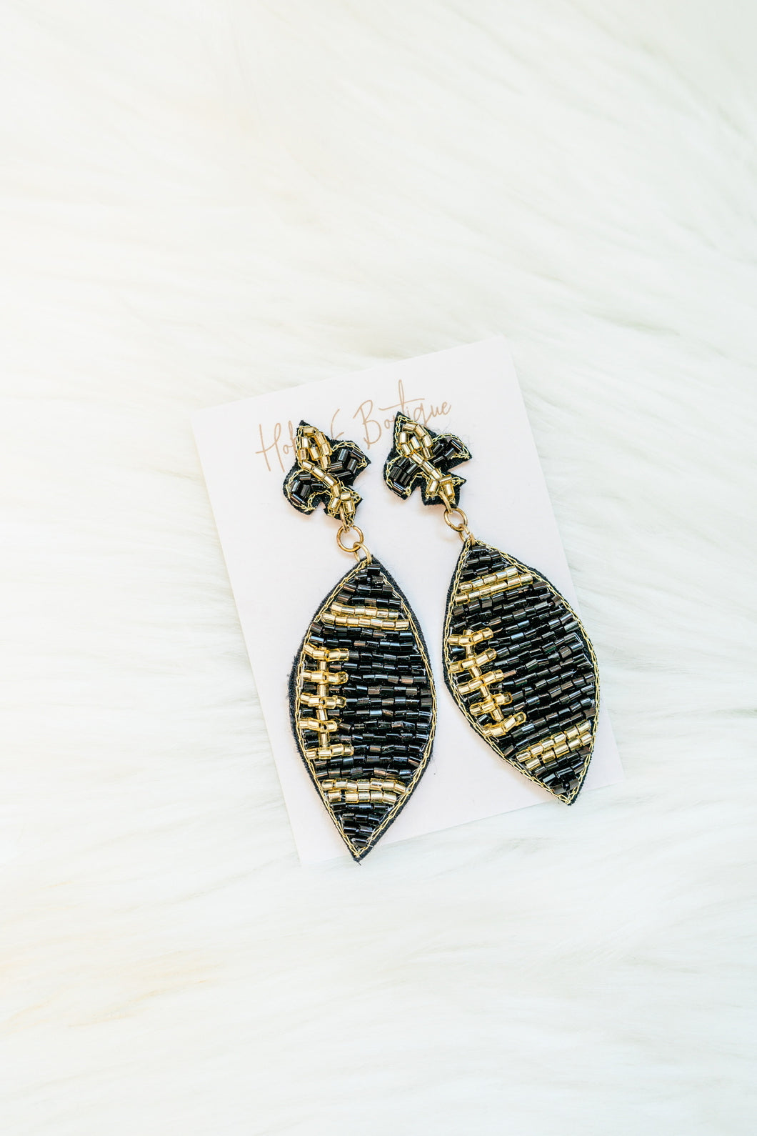 Black and Gold Game Day Seed Bead Earrings