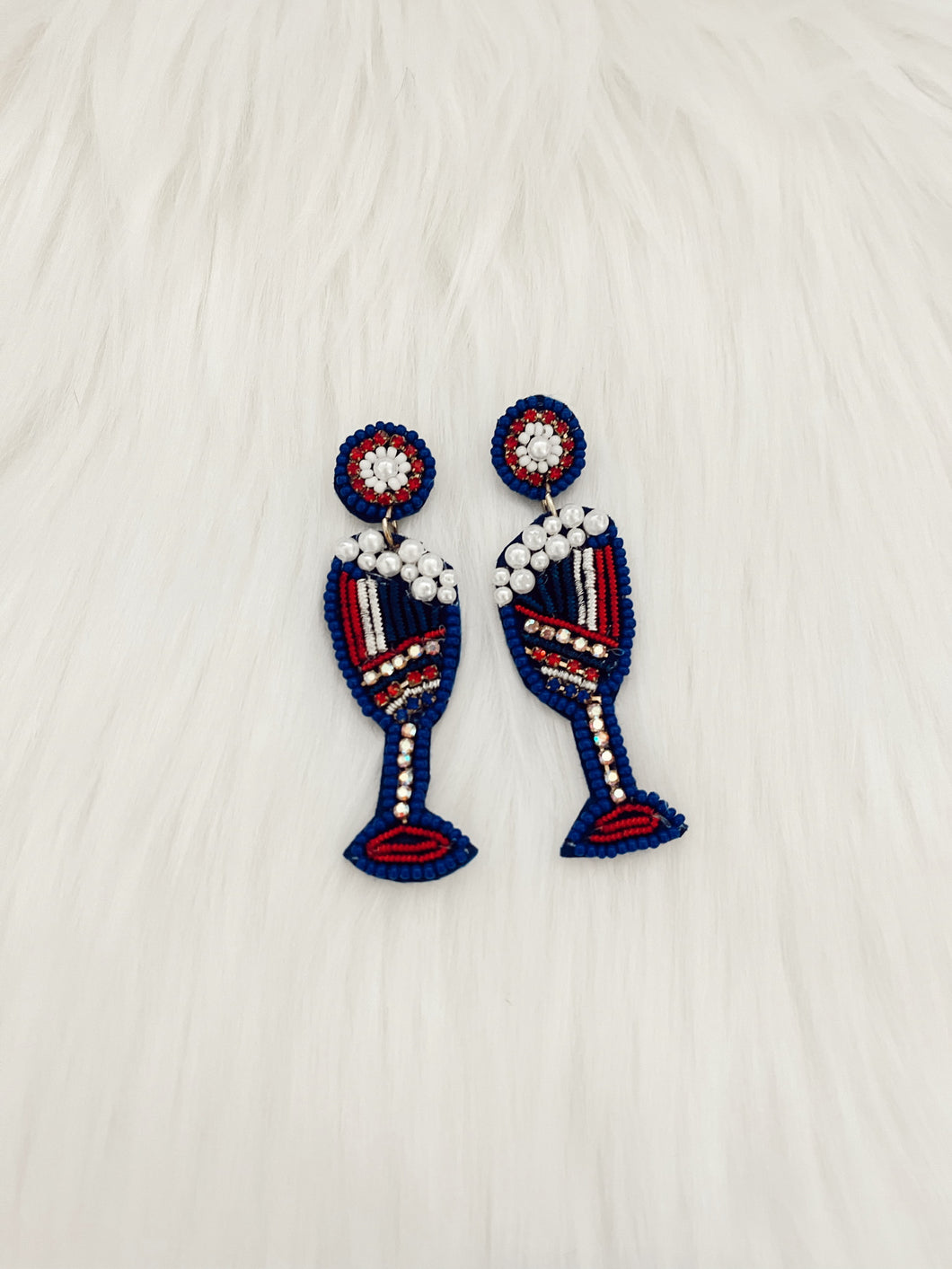 Pop The Bubbly Patriotic Seed Bead Earrings