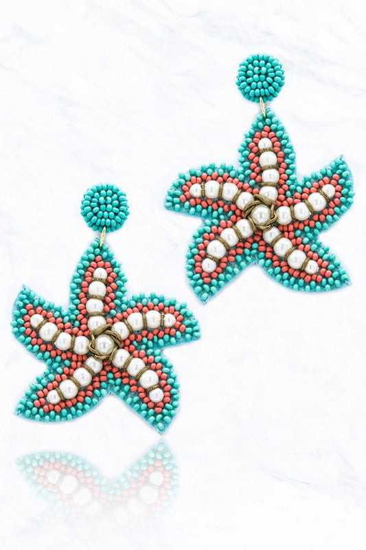 Salty Starfish Seed Bead Earrings