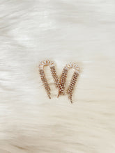 Load image into Gallery viewer, Crescent Rhinestone Fringe Earrings
