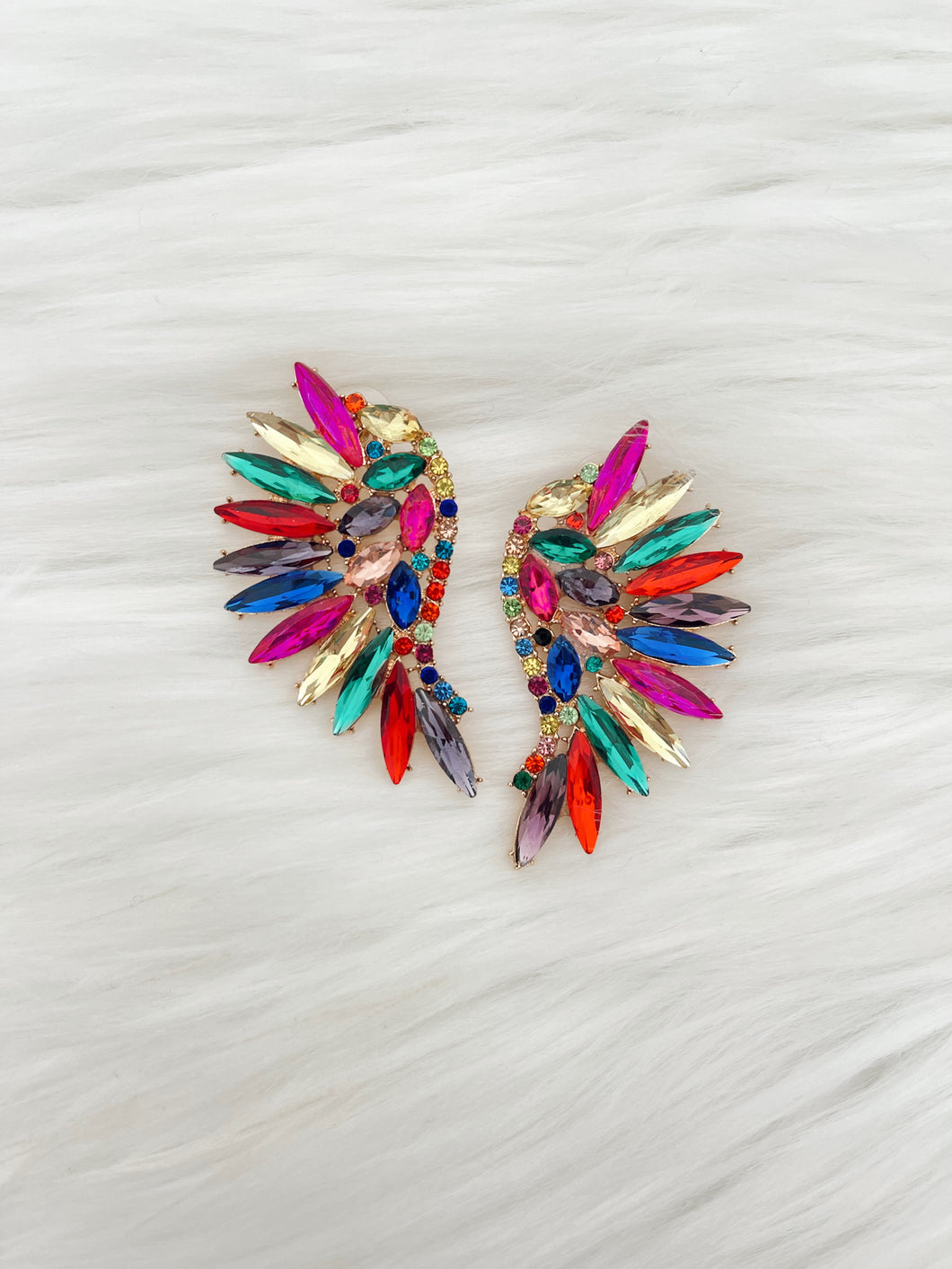 Queen Of Extra Feathered Crystal Earrings